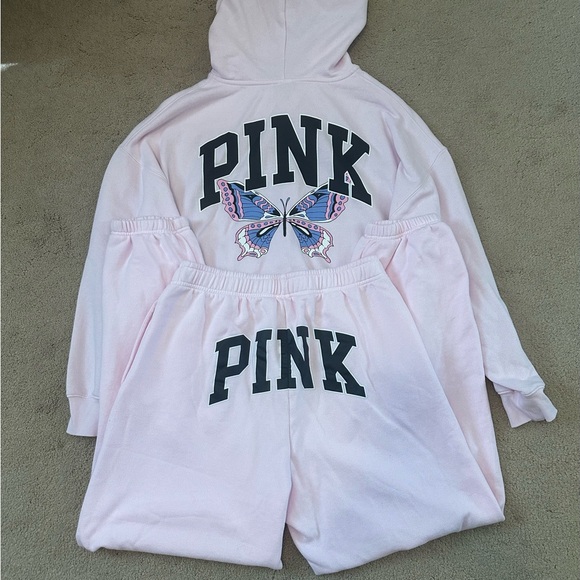 PINK Victoria's Secret Tops - VS Pink Ivy Fleece Butterfly Tulip Limited Edition Set M